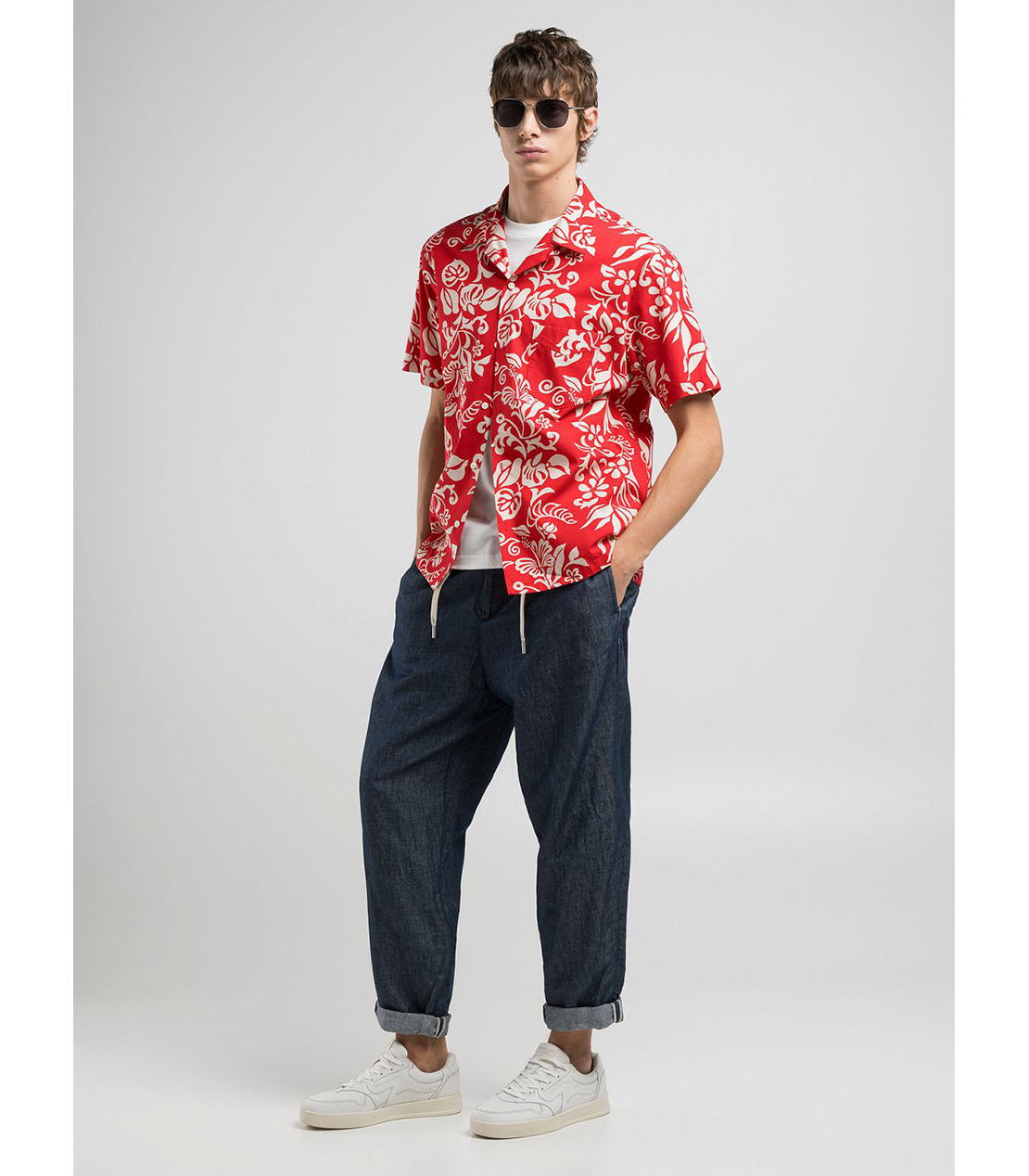 コットンポプリン ハワイアンアロハシャツ（セットアップモデル） 詳細画像 レッド 4